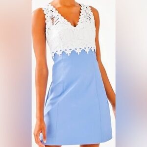 Lilly Pulitzer Sandi Stretch Shift Dress sz 14 Peri Lace Cotton
